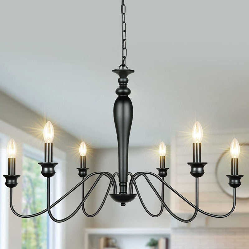 Candle Chandelier Dining Room Iron Art Light Fixture - Designrific