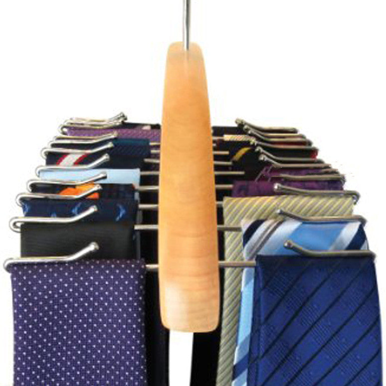 Wooden Clothes Hanger Belt Storage Rack - Designrific