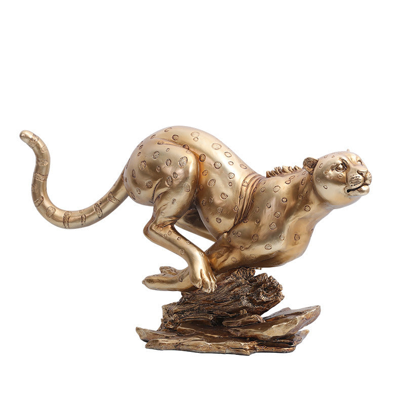 Abstract Gold Panther Sculpture Resin Leopard Statue - Designrific