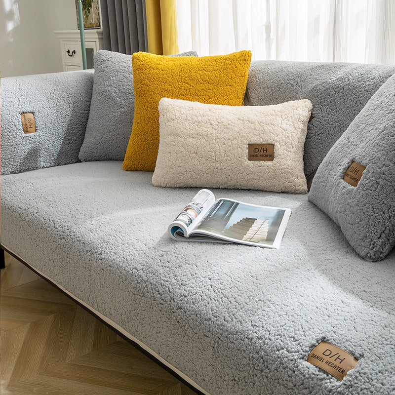 Modern Solid Color Winter Lamb Wool Sofa Towel - Designrific