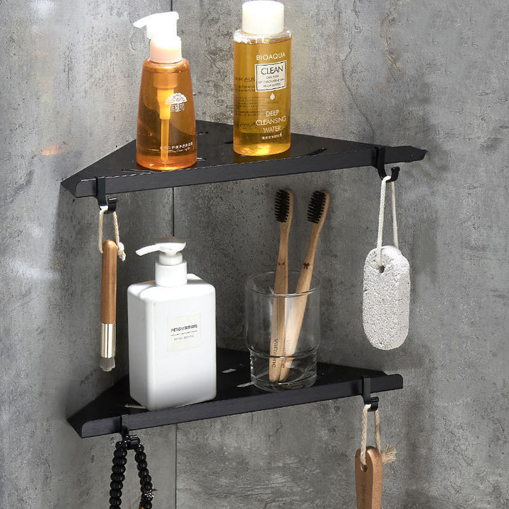 Wall Mount Triangle Bathroom Shelves Floating Black Shelf Al - Designrific