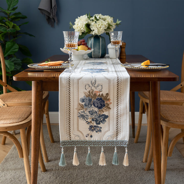 Table Runner Chenille Tassel Household Table Cloth - Designrific