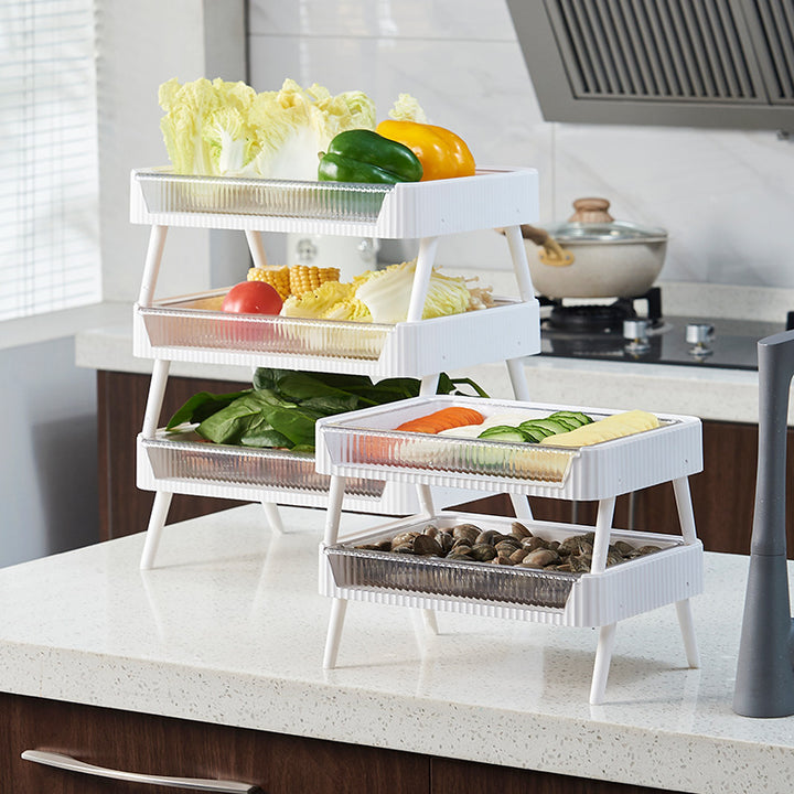 Kitchen Folding Storage Rack with Draining Basket - Designrific