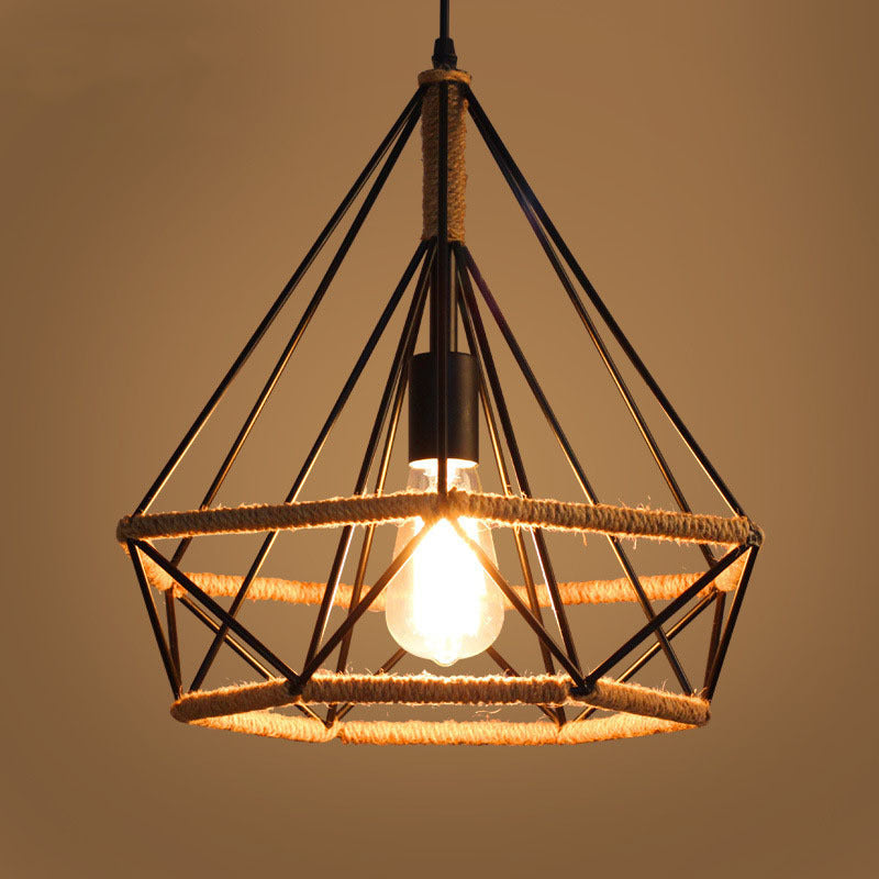 Rustic Twine Lamp Industrial Style Retro Chandelier - Designrific