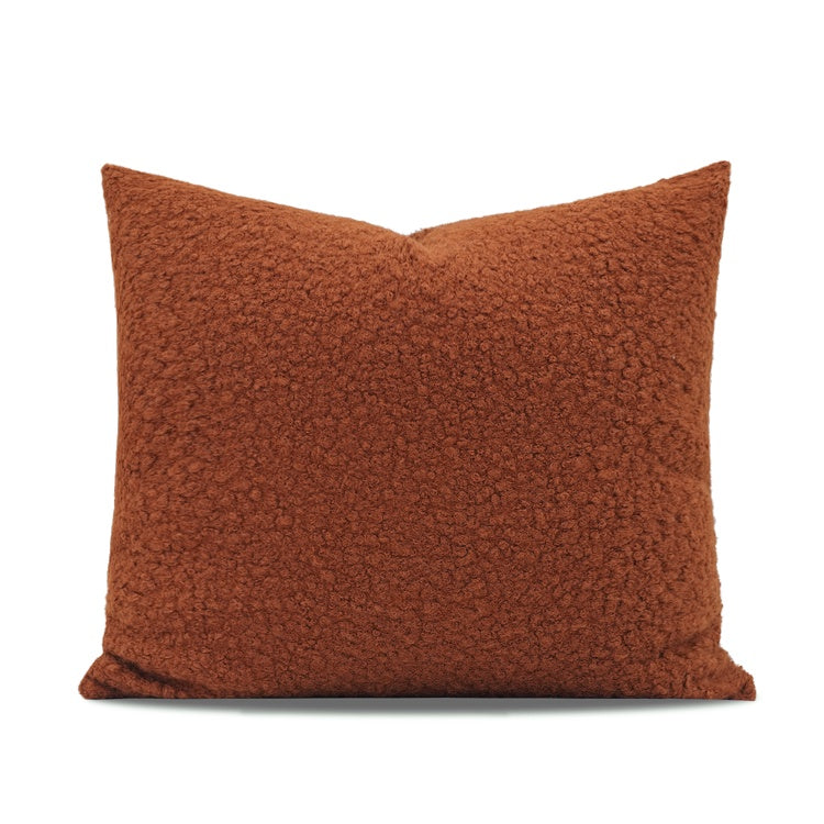 Nordic Warm Caramel Faux Wool Roll Cushion Girl Throw Pillow - Designrific