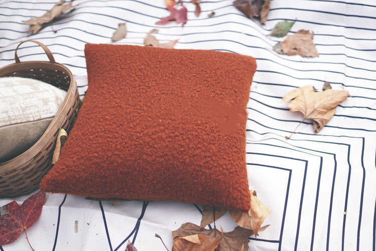 Nordic Warm Caramel Faux Wool Roll Cushion Girl Throw Pillow - Designrific