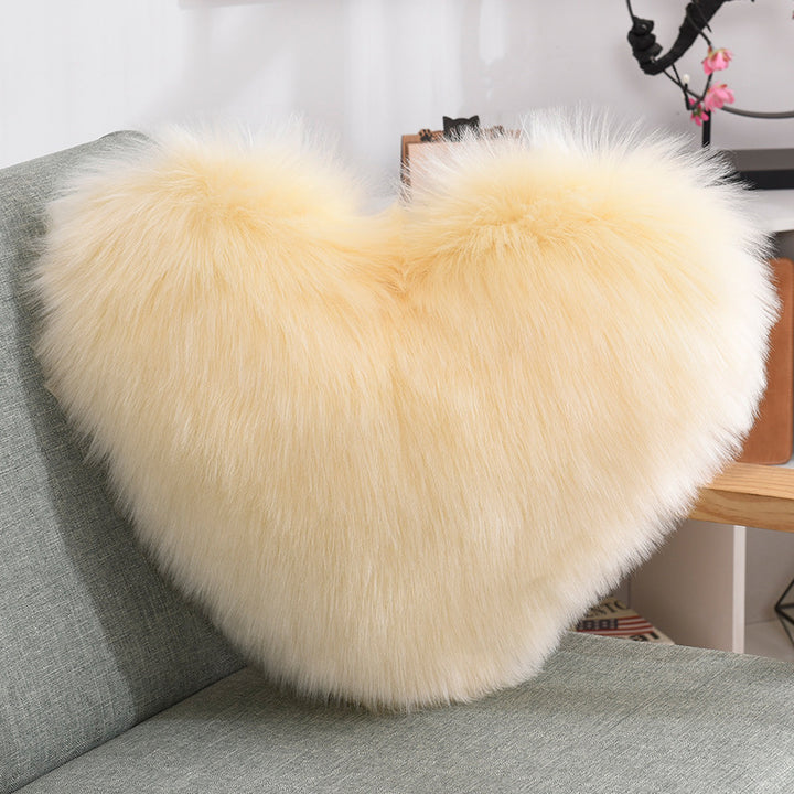 Throw Pillows Heart Shape Long Plush Fluffy - Designrific