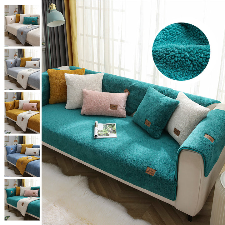 Modern Solid Color Winter Lamb Wool Sofa Towel - Designrific