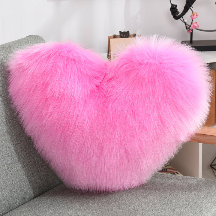 Throw Pillows Heart Shape Long Plush Fluffy - Designrific