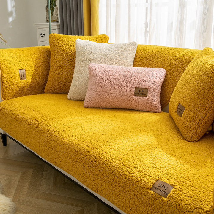 Modern Solid Color Winter Lamb Wool Sofa Towel - Designrific