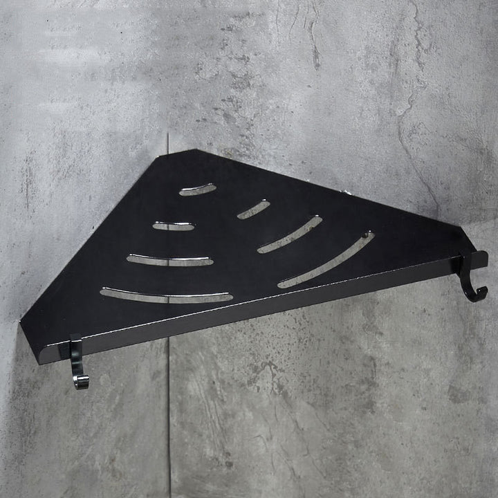 Wall Mount Triangle Bathroom Shelves Floating Black Shelf Al - Designrific