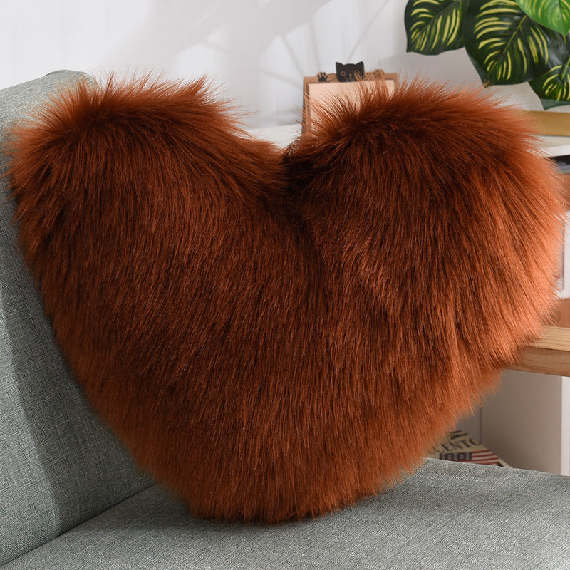 Throw Pillows Heart Shape Long Plush Fluffy - Designrific