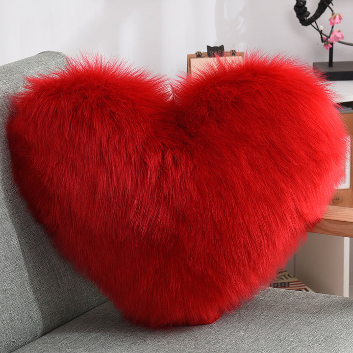 Throw Pillows Heart Shape Long Plush Fluffy - Designrific