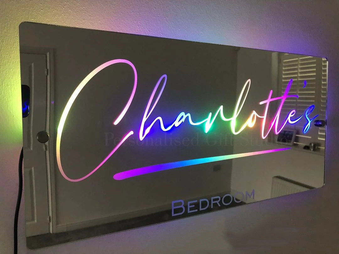 Personalized Name Mirror Light For Bedroom - Designrific