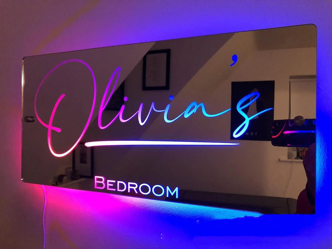 Personalized Name Mirror Light For Bedroom - Designrific