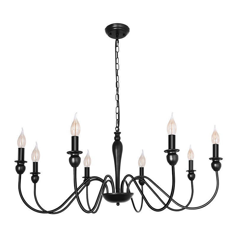 Candle Chandelier Dining Room Iron Art Light Fixture - Designrific