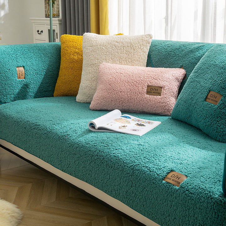 Modern Solid Color Winter Lamb Wool Sofa Towel - Designrific