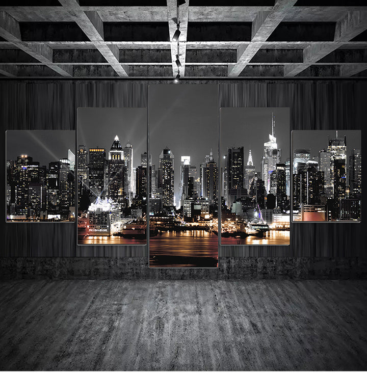 Wall Painting Canvas New York City Architecture Landscape Print Night View Poster Home Decor