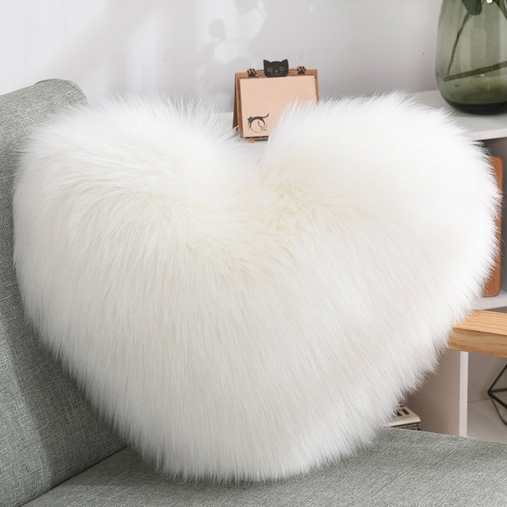 Throw Pillows Heart Shape Long Plush Fluffy - Designrific