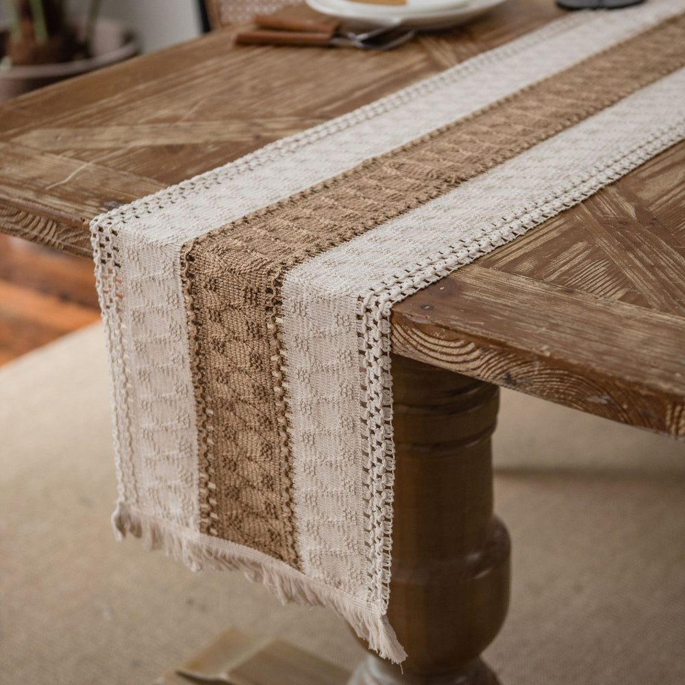 Table Flag Two Color Woven Tassel Natural - Designrific