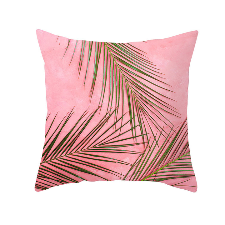 Light Tropical Plants Home Decor Peach Skin Fleece Pillowcase