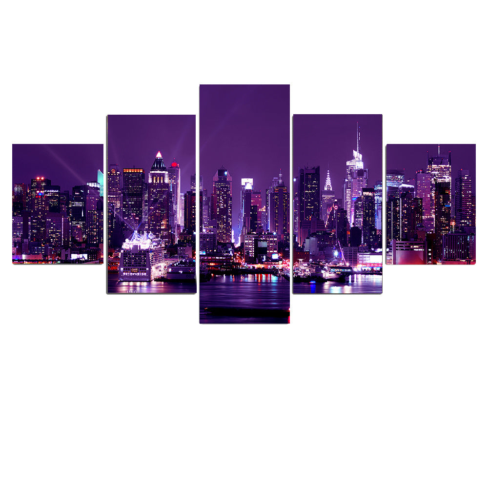 Wall Painting Canvas New York City Architecture Landscape Print Night View Poster Home Decor