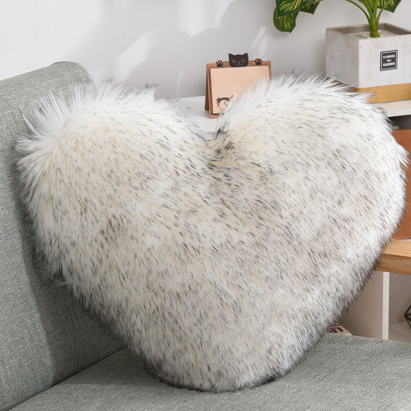 Throw Pillows Heart Shape Long Plush Fluffy - Designrific