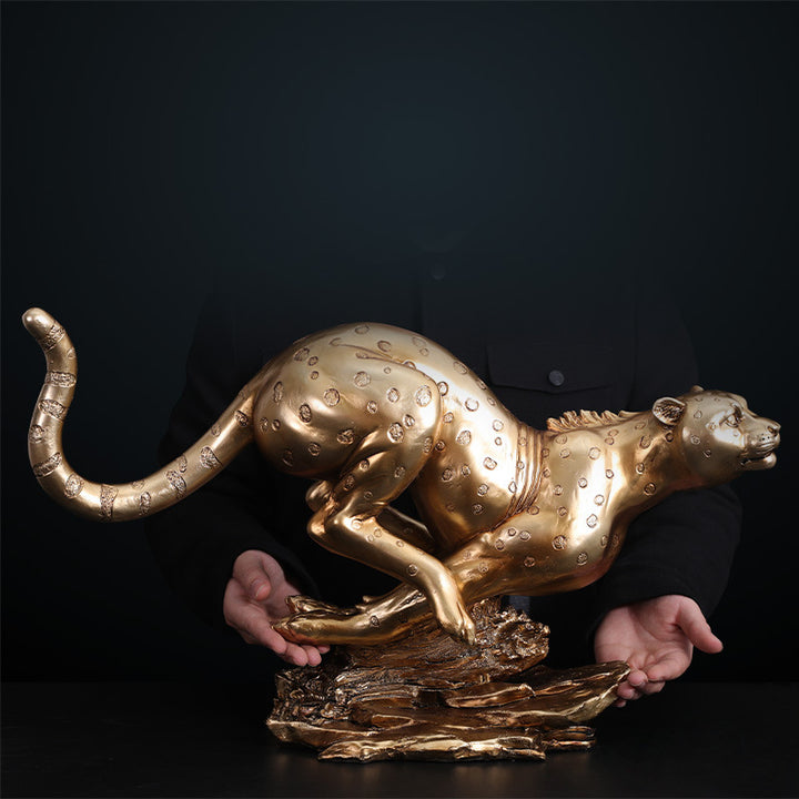 Abstract Gold Panther Sculpture Resin Leopard Statue - Designrific