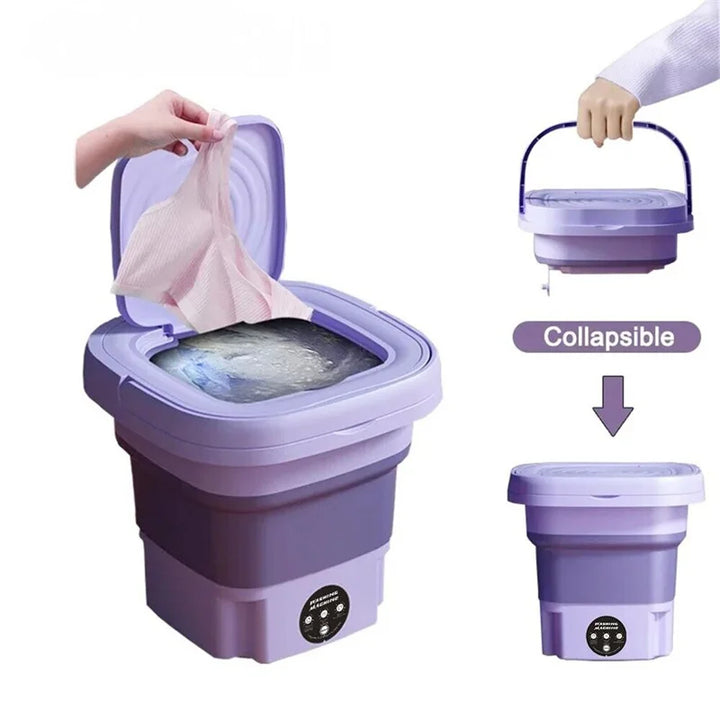 8L Portable Small Foldable Washing Machine with Spin Dryer For Socks Underwear Panties Washer Household Mini Washing Machine