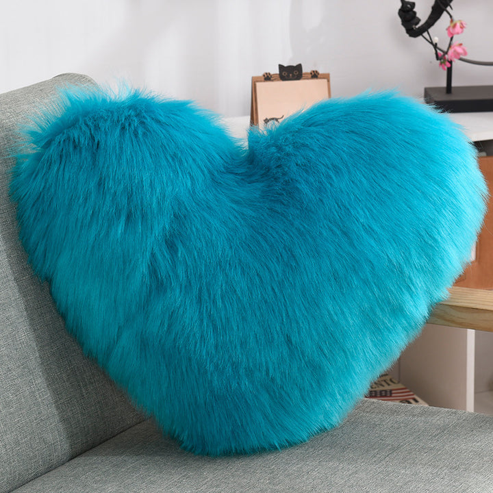 Throw Pillows Heart Shape Long Plush Fluffy - Designrific