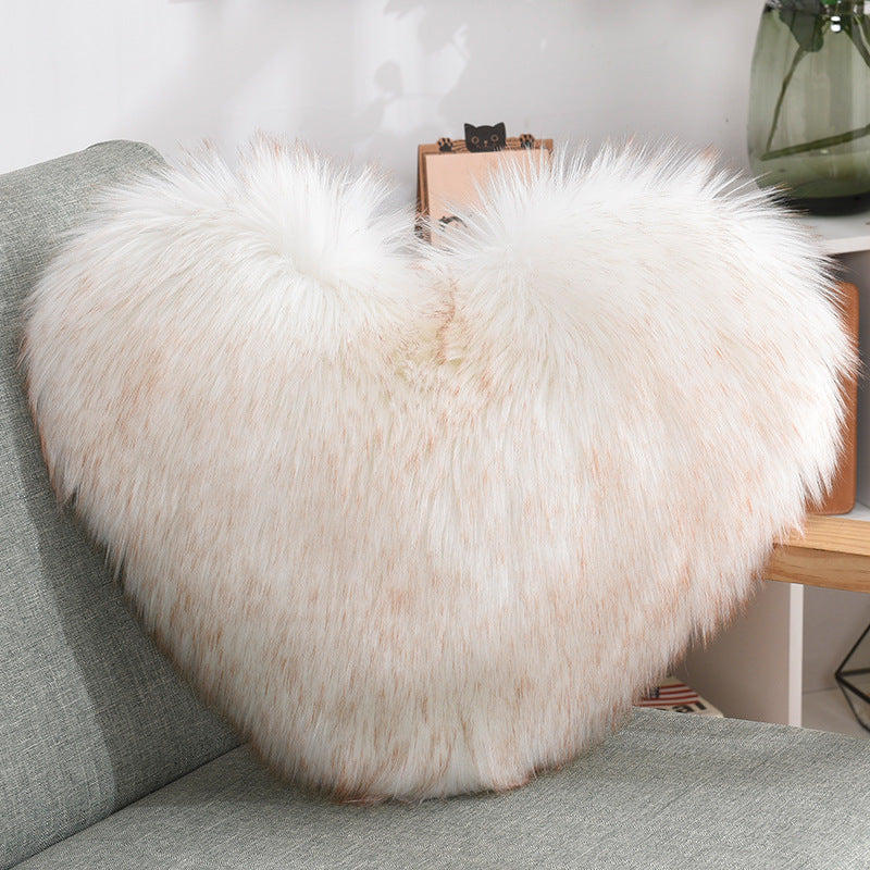 Throw Pillows Heart Shape Long Plush Fluffy - Designrific