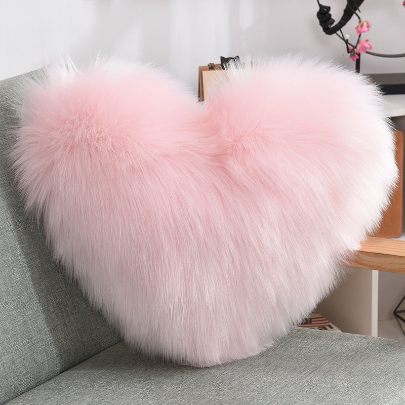 Throw Pillows Heart Shape Long Plush Fluffy - Designrific