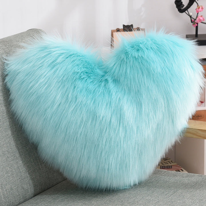 Throw Pillows Heart Shape Long Plush Fluffy - Designrific