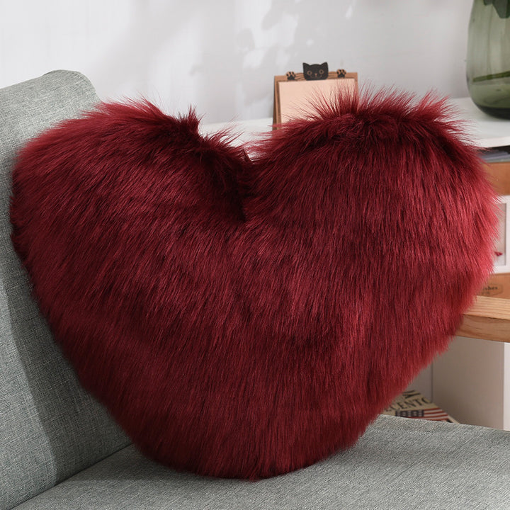 Throw Pillows Heart Shape Long Plush Fluffy - Designrific