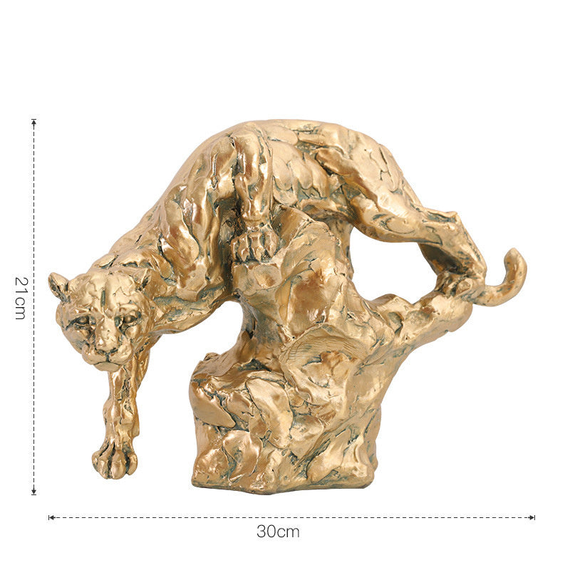 Abstract Gold Panther Sculpture Resin Leopard Statue - Designrific