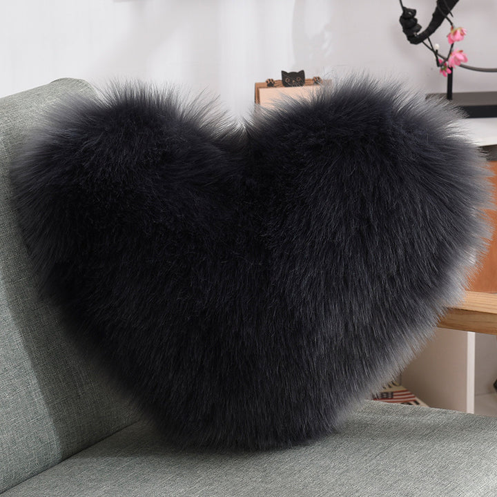 Throw Pillows Heart Shape Long Plush Fluffy - Designrific