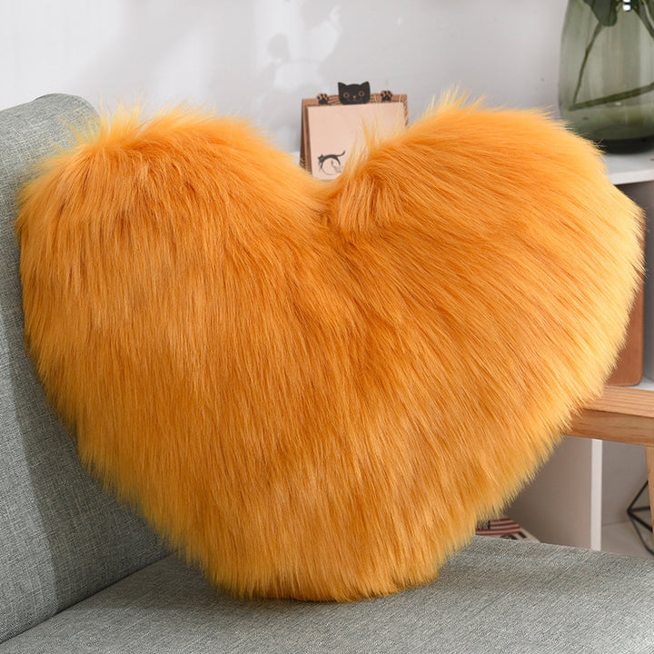 Throw Pillows Heart Shape Long Plush Fluffy - Designrific