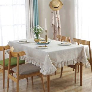 Waterproof Tablecloth Mediterranean Style Blue Striped Tassel - Designrific